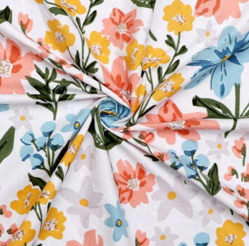 Image of DECORUM 190TC Cotton Feel Double Bedsheet with 2 King Size Pillow Covers | 90X100 Inches | Soft & Breathable Fabric| Lightweight & Comfortable | Premium Bedding Set for Home |Wildflower Floral Print