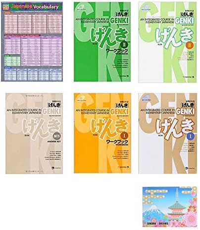 GENKI 1 2 An Integrated Course in Elementary Japanese 6 Books , Answer Key , Japanese Vocabulary ( Quick Study Academic ) Bundle Set With Original Sticky Notes Paperback โ January 1, 2011