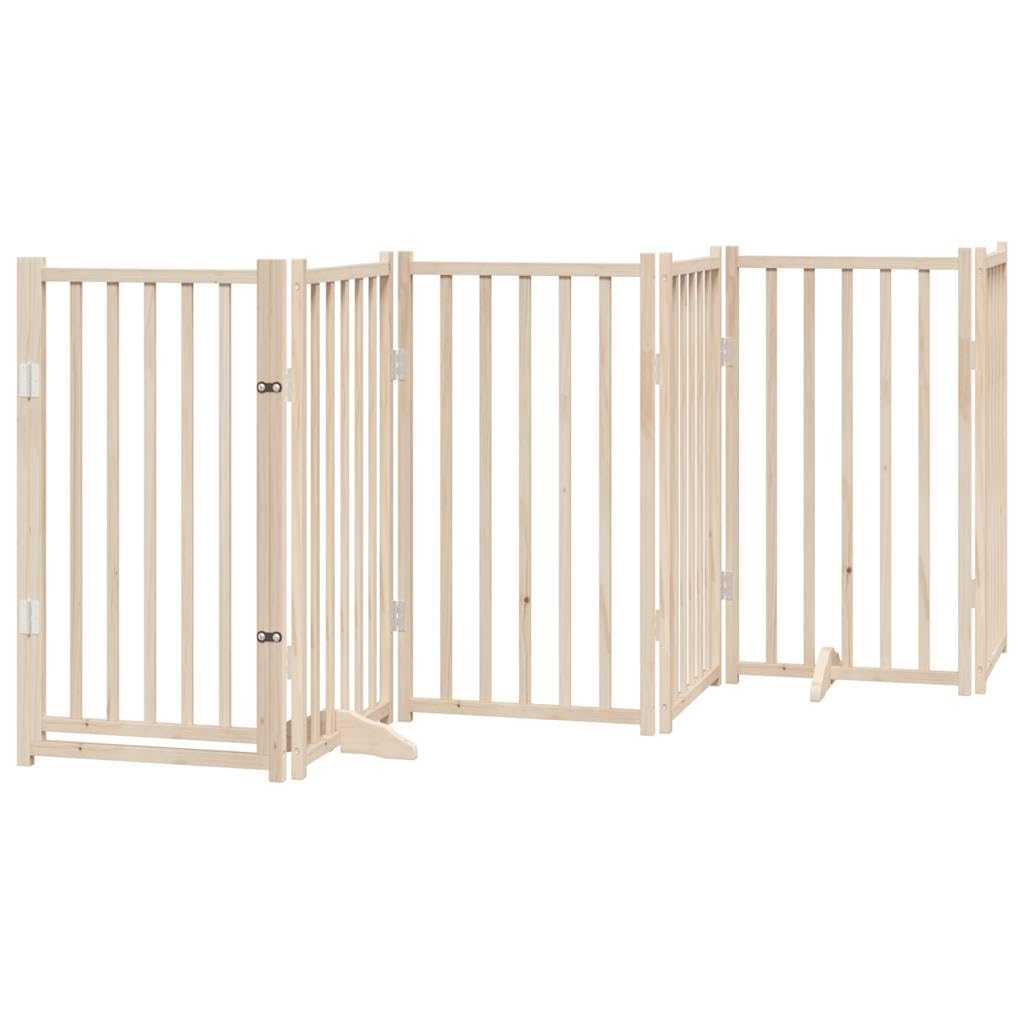 Homgoday Barrera para Perros,Barrera de Seguridad para Perros Mascotas,Vallas para Perros Puerta para Perros Plegable 9 Paneles Madera de álamo 450 cm