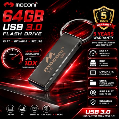 Image of Speed Pro Plus USB Flash Drive 3.0, 64GB, Read Speed 120MB /s, Write Speed 60MB /s, Metal with Key Ring 5 Years Warranty (64, GB)