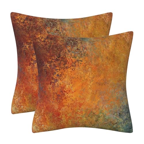 Image of QUALKNOY Set of 2 Velvet Brown Cushion Covers 45 x 45 cm Modern Art Abstract Throw Pillow Case 18"x18" for Living Room Sofa Bed Outdoor Garden Home Decor Pillowcases