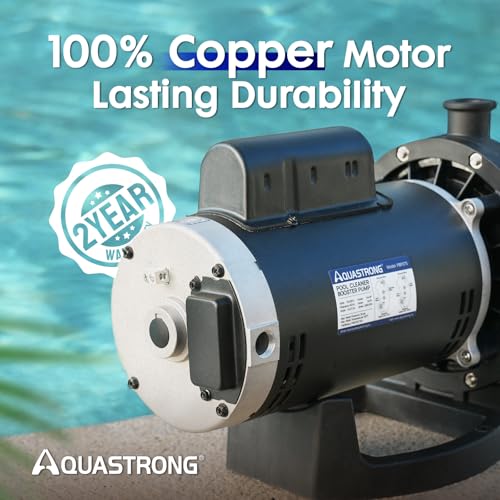 Image of Aquastrong PB4-60 Pool Booster Pump, Pure Copper Motor, 3 /4 HP, Dual Voltage 115V /230V, Low Noise, Wide Compatibility, Easy Installation for Pressure-Side Pool Cleaners Vac-Sweep 280, 380, 3900-Black