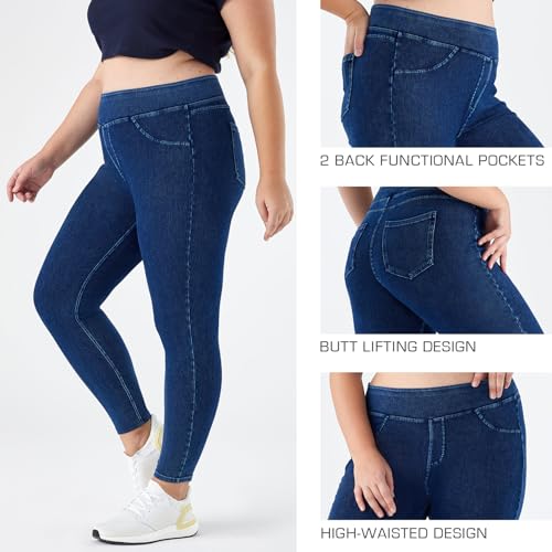 Women's Plus Size Pull-On Jeggings - High Waist Stretch Knit Denim1X-4X3