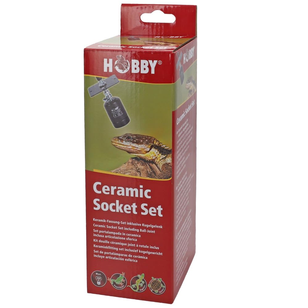 Hobby Terraristik Ceramic Socket Set I Montagefertiges Komplettset für Leuchtmittel mit E27 Standardgewinde