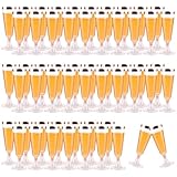 AKOLAFE 50 copas de champán de plástico de 150 ml, reutilizables, color rosa con bordes dorados, sin BPA, apilables, para bodas, cumpleaños, fiestas