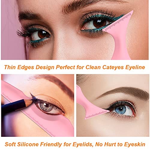 Urgino 5 In 1 Silicone Eyeliner Stencils Reusable Clean Winged Liner For Eyes,Make Up Tools As Eyelash Shield/Eyebrow Shaping/Jaw Line/Lip Line For Beginners(Pink)… thumb #2