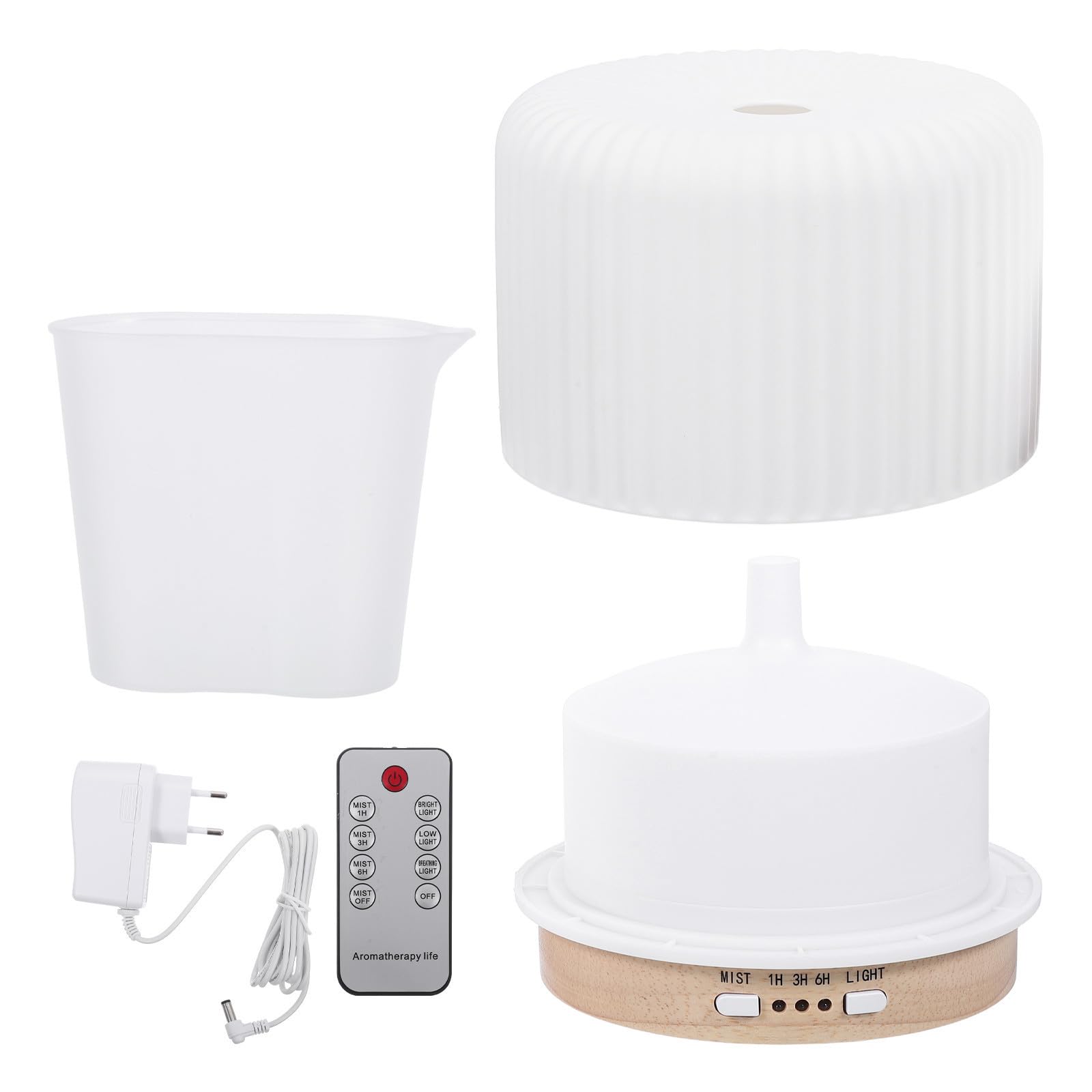 Angoily Diffuseur D'huiles Essentielles Réservoir Large en Céramique et Bois avec Humidificateur 220ml, Fonction Double et Lumière Led, Maison Yoga
