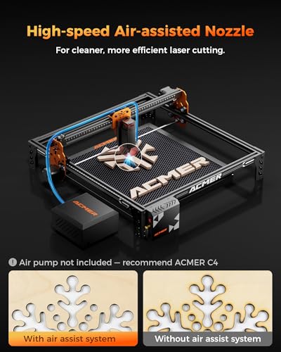 Image of ACMER P1 S Pro Laser Engraver, 10000mW Laser Cutter Engraving Machine | 380x370mm Large Working Area, WiFi Control, for Wood, Acrylic, Leather, Glass, Metal for DIY, Crafts & Small Business