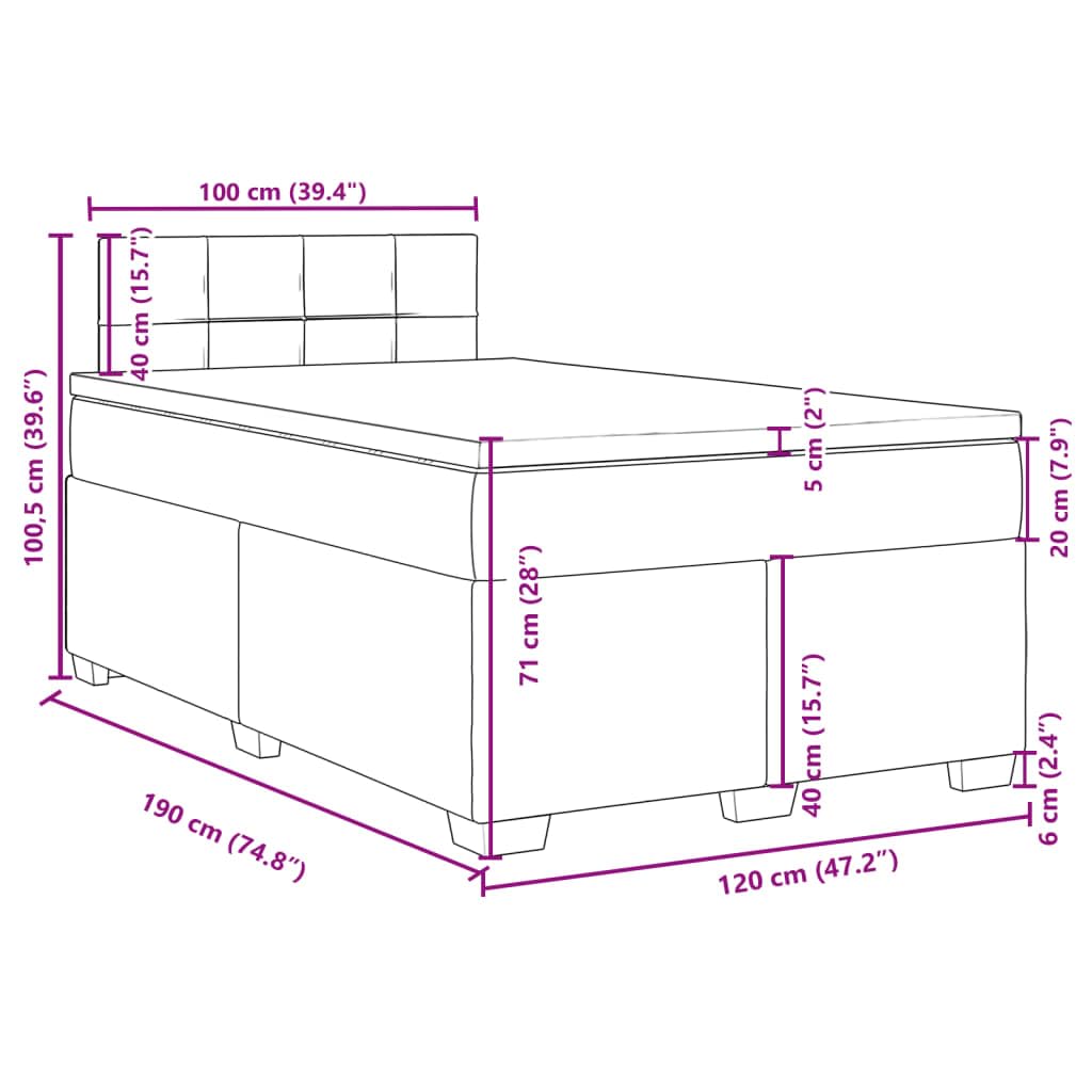 vidaXL Sommier à Lattes de lit et Matelas Gris Clair 120x190cm Velours