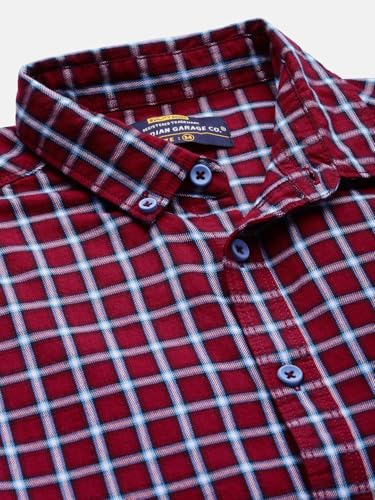 Image of The Indian Garage Co Men Slim Fit Checkered Full Sleeves Cutaway Collar Casual Shirt
