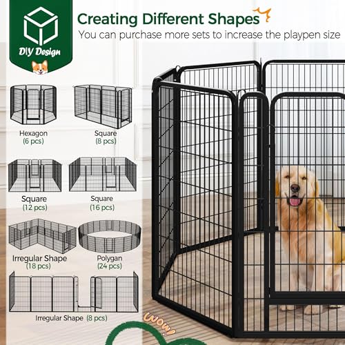Yaheetech Dog Playpen Outdoor, 47 inch 32 Panels Dog Pen Indoor Heavy Duty Puppy Exercise Pen Metal Pet Fence for RV Camping/Yard/Garden