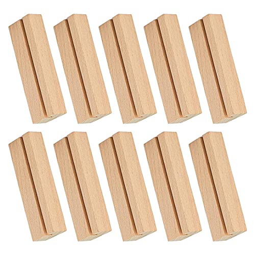 Yzswdox 10 Piezas Soporte Madera Foto, Tocón Madera Tarjetas Clips, Titulares de Tarjetas de Lugar de Madera, Soportes Tarjetas Madera Rectangular, para Restaurantes, Bodas, Banquetes Cover