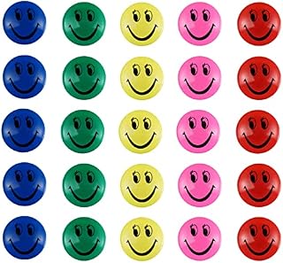 Kytpyi Fridge Magnets, Whiteboard Magnets, 3cm Colorful Smiley Face Magnets Round Plastic Covered Magnetic Buttons White Board Magnet Holders Magnetic Dots for School Office Home (50pcs)