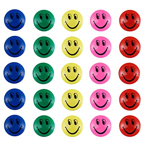 Kytpyi Smiley Magnetique, Tableau Frigo Magnétique Aimants Tableau, 3cm Coloré Porte-aimants Ronds Recouverts de Plastique pour Tableau Blanc pour La Maison de Bureau Décole (50 Pièces)