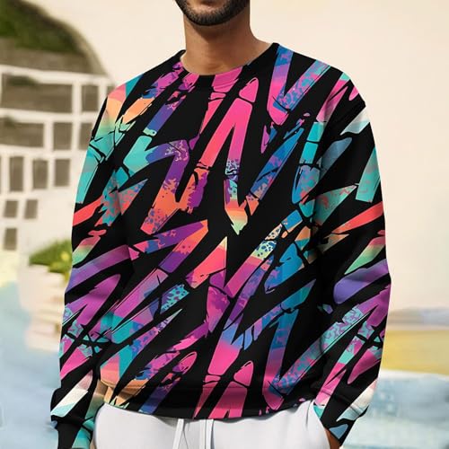 GOKKILRW Mens Tie Dye Sweatshirts Long Sleeve Crewneck Lightweight Pullover Tops Fashion Clothes Carnival Party Sweat Shirts2