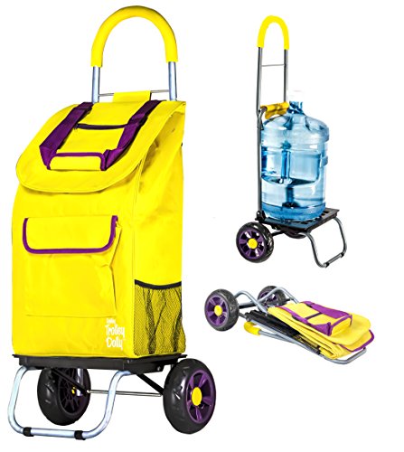 Image of dbest products Trolley Dolly Shopping Grocery Foldable Cart Storage Mom, Blue Polka Dot
