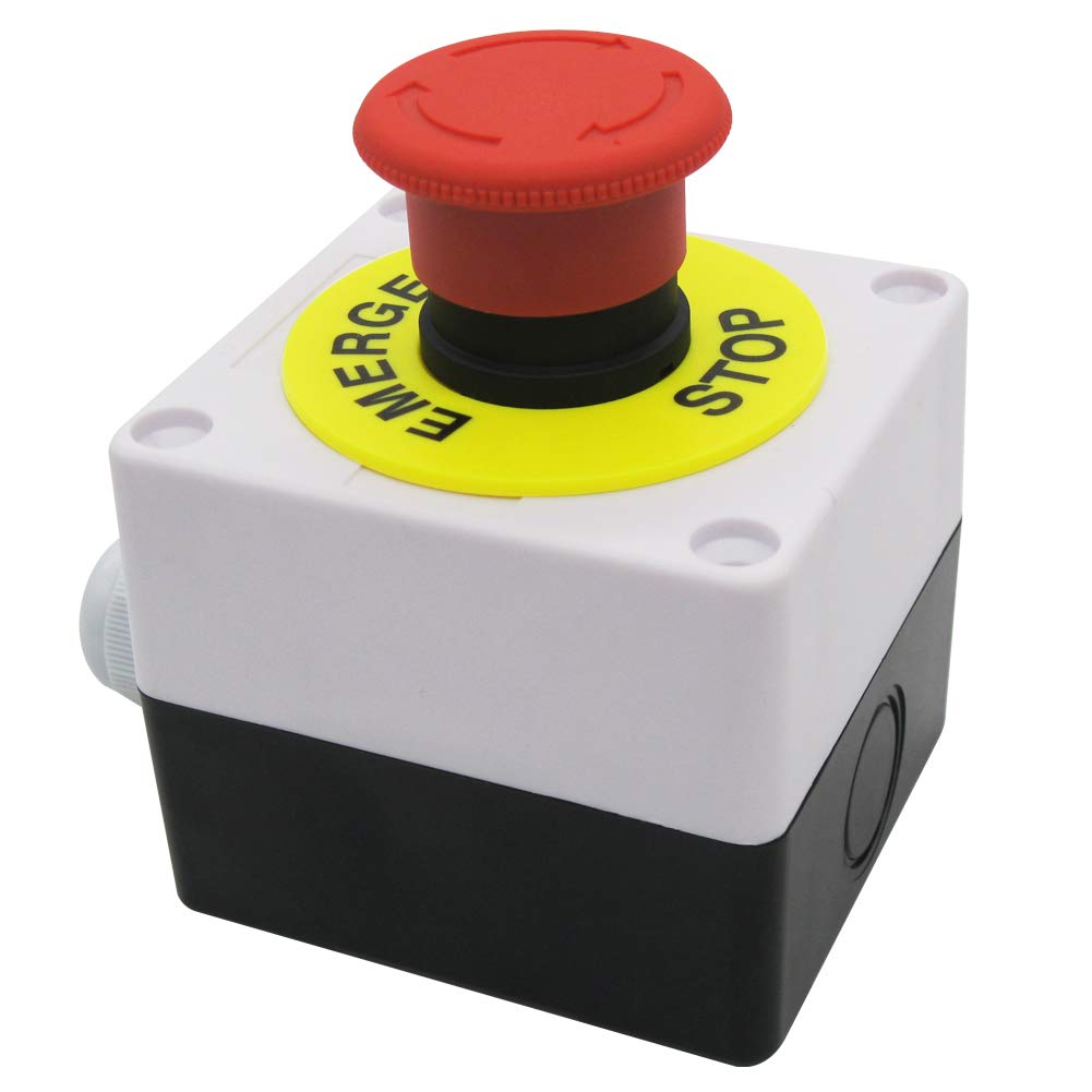 mxuteuk 22mm Red Mushroom Switch Station Box AC 660V 10A 2NC Red Mushroom Emergency Stop Switch Push Button Estop Switch Station Box,1 Years Warranty HB2-ES544-BOX-W - Image 2