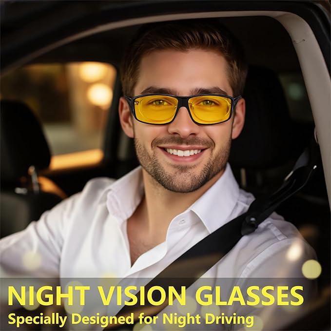 DJ10094 Night Vision Glasses Fit Over Glasses, Anti Glare Yellow Lens for Men & Women2
