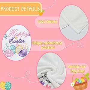 Easter Hand Towels 100% Cotton Embroidered Happy Easter Bunny Decorative Bathroom Kitchen Dish Towels Set Gift Set of 2 14x29inch Easter Hand Towels 100 Cotton Embroidered Happy Easter Bunny Decorative Bathroom Kitchen Dish Towels Set Gift Set of 2 14x29inch