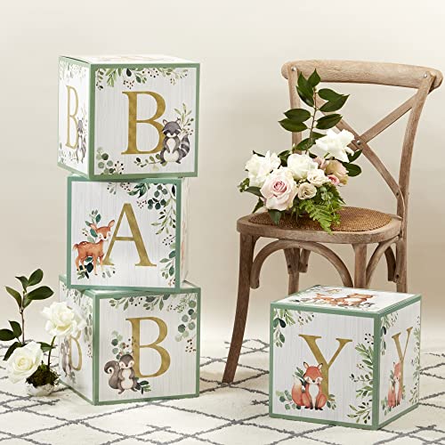 image for Kate Aspen Woodland Baby Boxes With Letters For Baby Shower Decoration