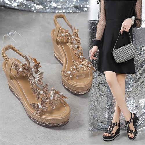 WomenWomen's High Heel Wedge Sandals Platform Fashionable Butterfly2