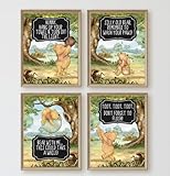 Silly Old Bear Remember To Wash Your Hands - Winnie Pooh Bathroom Character Themed Wall Art Decor Prints Bath Reminder Poster Signs (Brown)