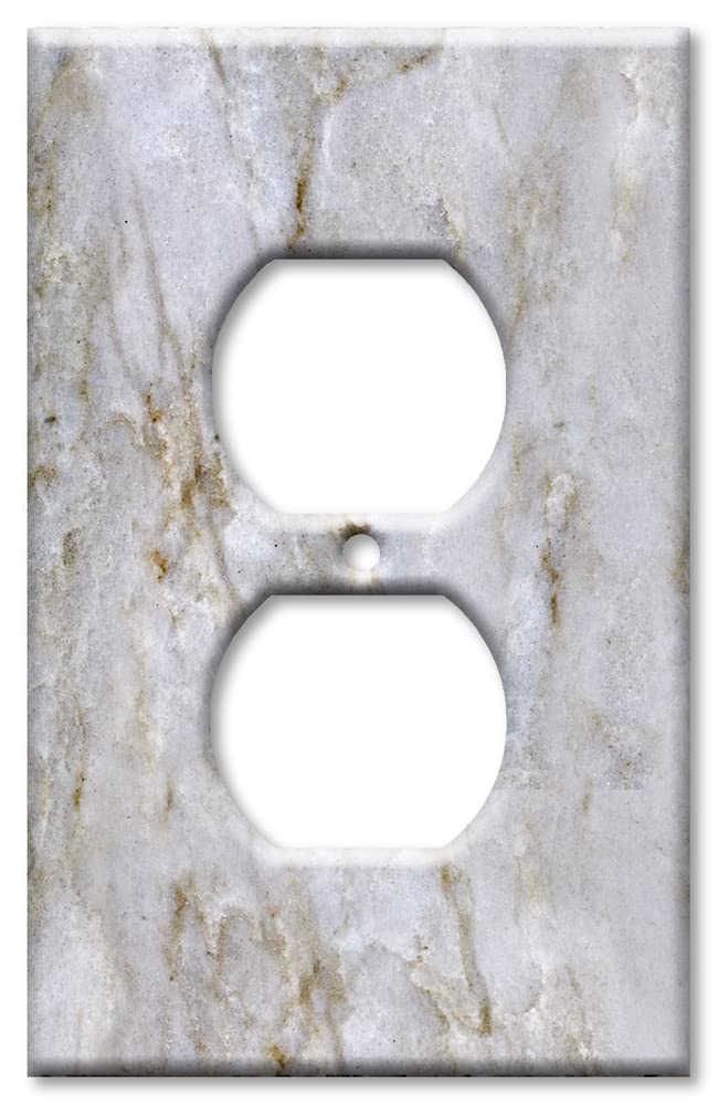 Art Plates - OVERSIZED Switch Plate - OVER SIZE Decorative Metal Wall Plate - 1 Gang Outlet - White Pearl Quartzite - Granite - Marble (PRINTED IMAGE)