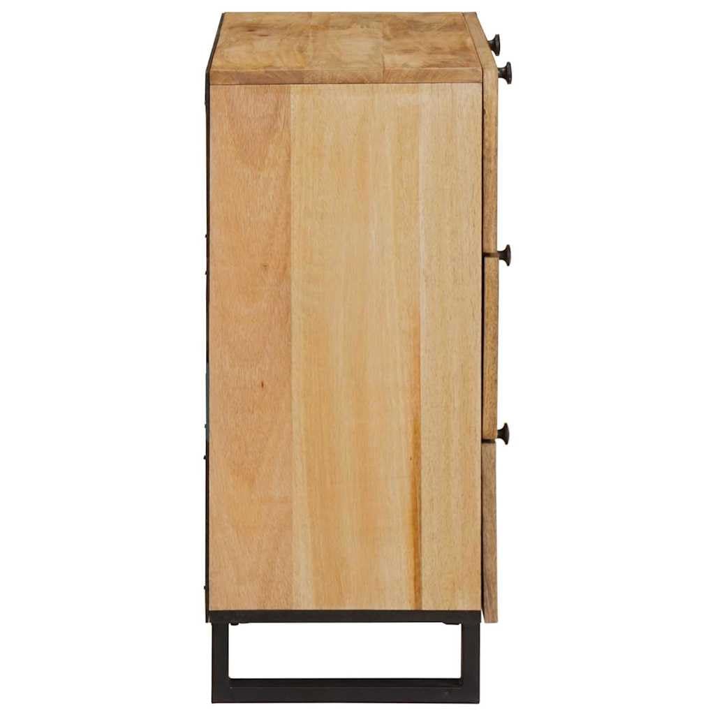 Komoda z litego drewna mango, 60 x 33 x 75 cm, z 3 szufladami i półką, brązowa, nowoczesna szafka do przechowywania do jadalni, biura, przedpokoju i warsztatu, wytrzymała i wszechstronna