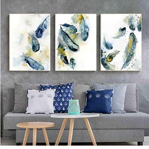 Peinture aquarelle plume et paysage pour la décoration du salon