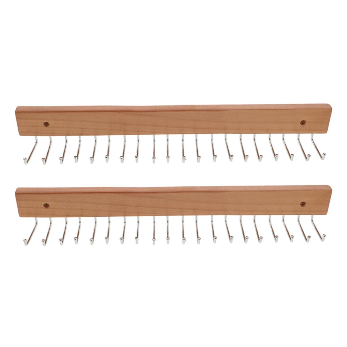 Totority Organizador Cinturones de Pared de Madera 20 Ganchos, Diseño Fácil de Instalar, Perchero para Corbatas y Cinturones Adecuado para Armario y Entrada, Paquete de 2 Piezas