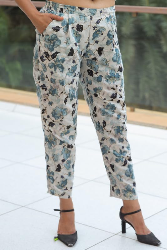 Image of Designer Women Export Quality Modal Chanderi with foil Print Top with Trousers Sophisticated Co-ord Set for Women