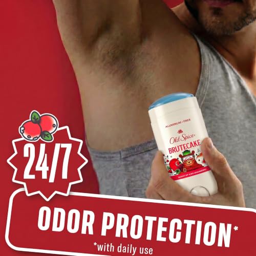 Image of Old Spice Aluminum Free Deodorant for Men, Holidudes Limited Edition, 24 /7 Holiday Freshness, Odor Protection, Stocking Stuffer, BruteCake with Iced Cranberry Scent, 3.0 oz