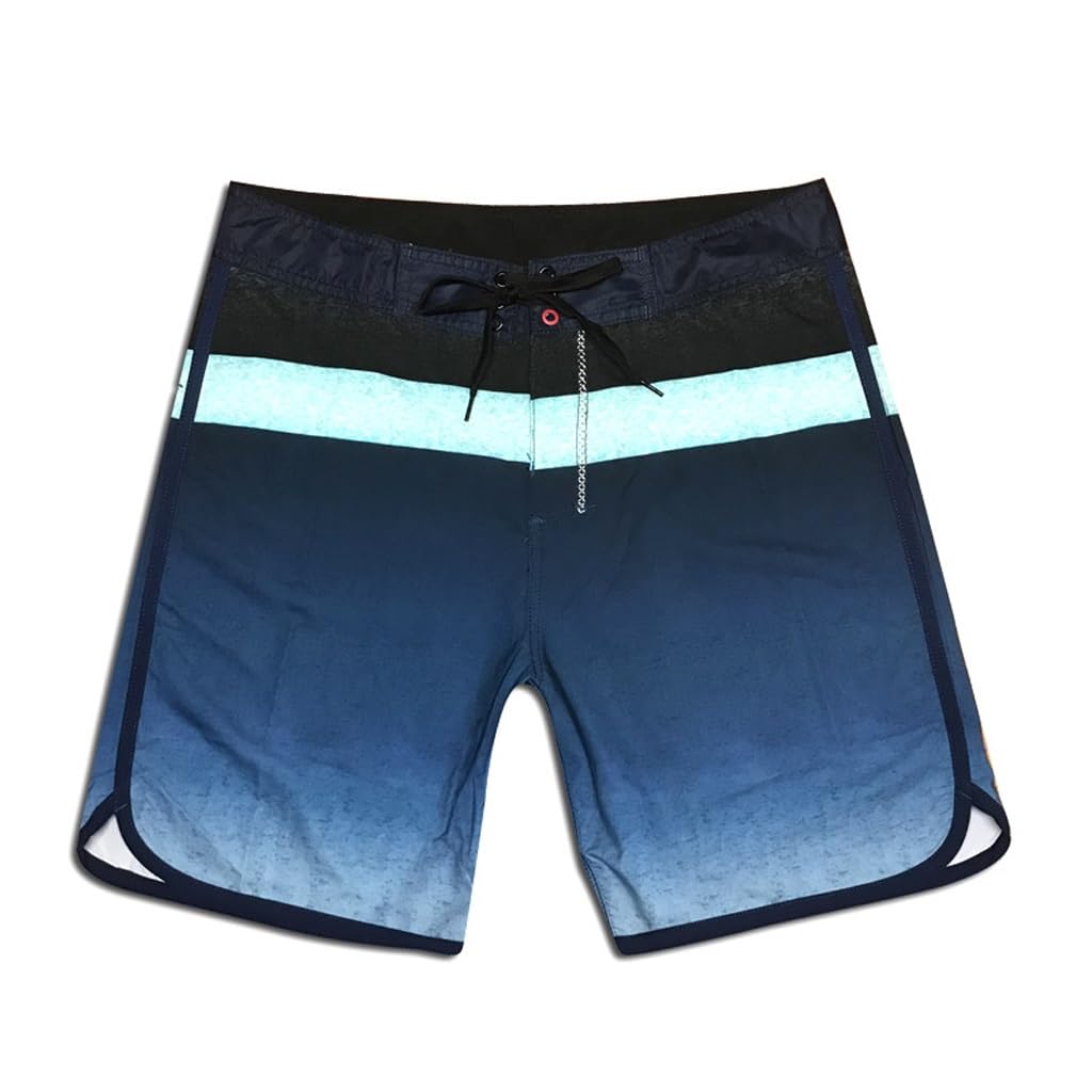 HBJWOV Mens Elastic Fitness Shorts Striped Print Leisure Sports Large Size Surf Beach Pants 28