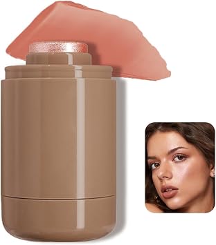 Cream Blush Stick for Cheeks, Lips, and Eyes - Lightweight Blendable Jelly Blusher in Pink and Red Shades, Natural Daily Makeup for Mature Skin, Dewy Finish & Long Lasting