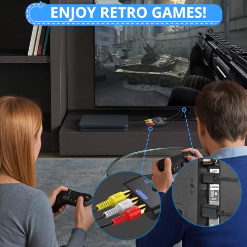 Image of CAMWAY Upgraded RCA to HDMI Converter - Higher Quality Images 16:9 /4:3 Conversion 1080P AV to HDMI Adapter for Wii /PS1 /PS2 /N64 /X-box /DVD /VCR,Mini Composite CVBS Video Audio Converter Supports PAL,NTSC