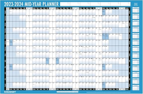 G4GADGET 2023-2024 A2 Laminated Academic Year Wall Planner | | August 2023 to August 2024 Calendar with UK Holidays | Perfect for Home, School & Office Organization
