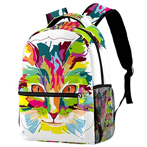 Sac à dos chat coloré avec poches pour les sorties quotidiennes des filles