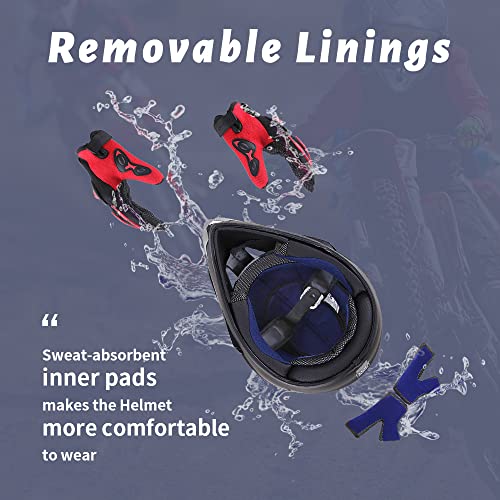 Oumurs Adult Dirt Bike Helmet With Goggles Gloves & Mask Adjustable Sun Visor Dot/Fmvss-218 Motorcycle Adult Atv Helmet Off-Road Motocross Downhill Moped Mx Bmx For Unisex-Adult-New Black, S #TOP1