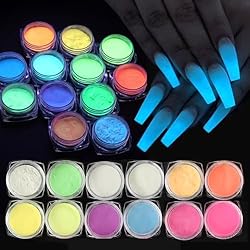 【You Will Get】You will get 12 boxes glow in the dark powder, with color of blue, green, pink,purple,orange and yellow etc. 【Glow in the Dark】The glow in the dark powder is able to store the light energy, when being irradiated by UV/LED light or sunli...