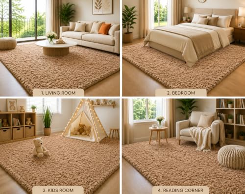 Image of Shaggy Carpet 3x5 Ft for Living Room & Bedroom (Gold)