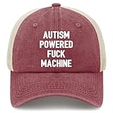 RLYJDEKN Autism Powered Fuck Machine Hat Trucker Hat for Men Baseball Hat Funny Birthday Gifts Deep Rose