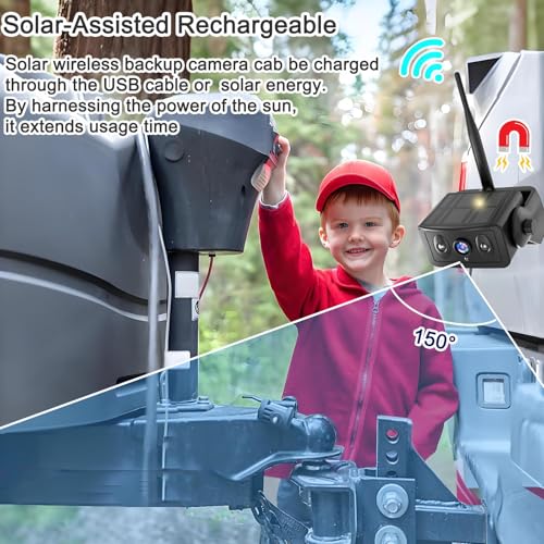 Yeoizo Solar Wireless Backup Camera, 5G Hd Wifi Rear View Camera No Wiring thumb #3