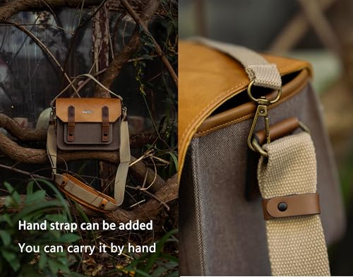 Bolsa Mensajera para Cámara Vintage en Cuero Impermeable Caqui miniatura 6