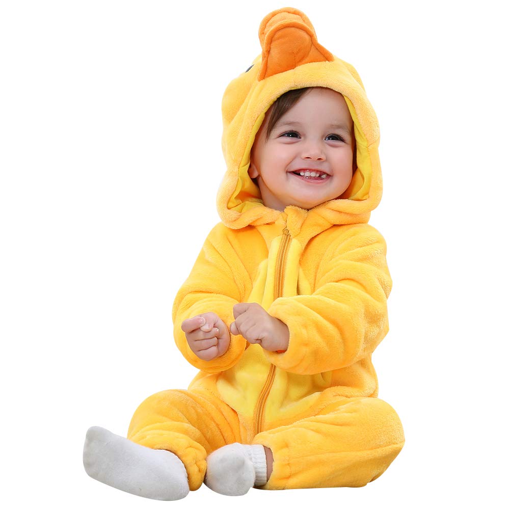 ANUFER Unisex Bambina Cappuccia Pagliaccetto Flanella Carina Animale Tuta Pigiama 0-36 Mesi
