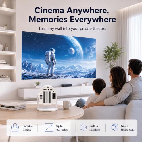 Image of AILKIN LED Best Projector, 1080P & 4K Ultra HD Support, 4500 Lumens | All OTT Apps (Netflix, Prime, Jio etc.) | Auto Keystone, WiFi /BT, HDMI, 12-inch Projector with WiFi 5G Bluetooth,150 Inch Display
