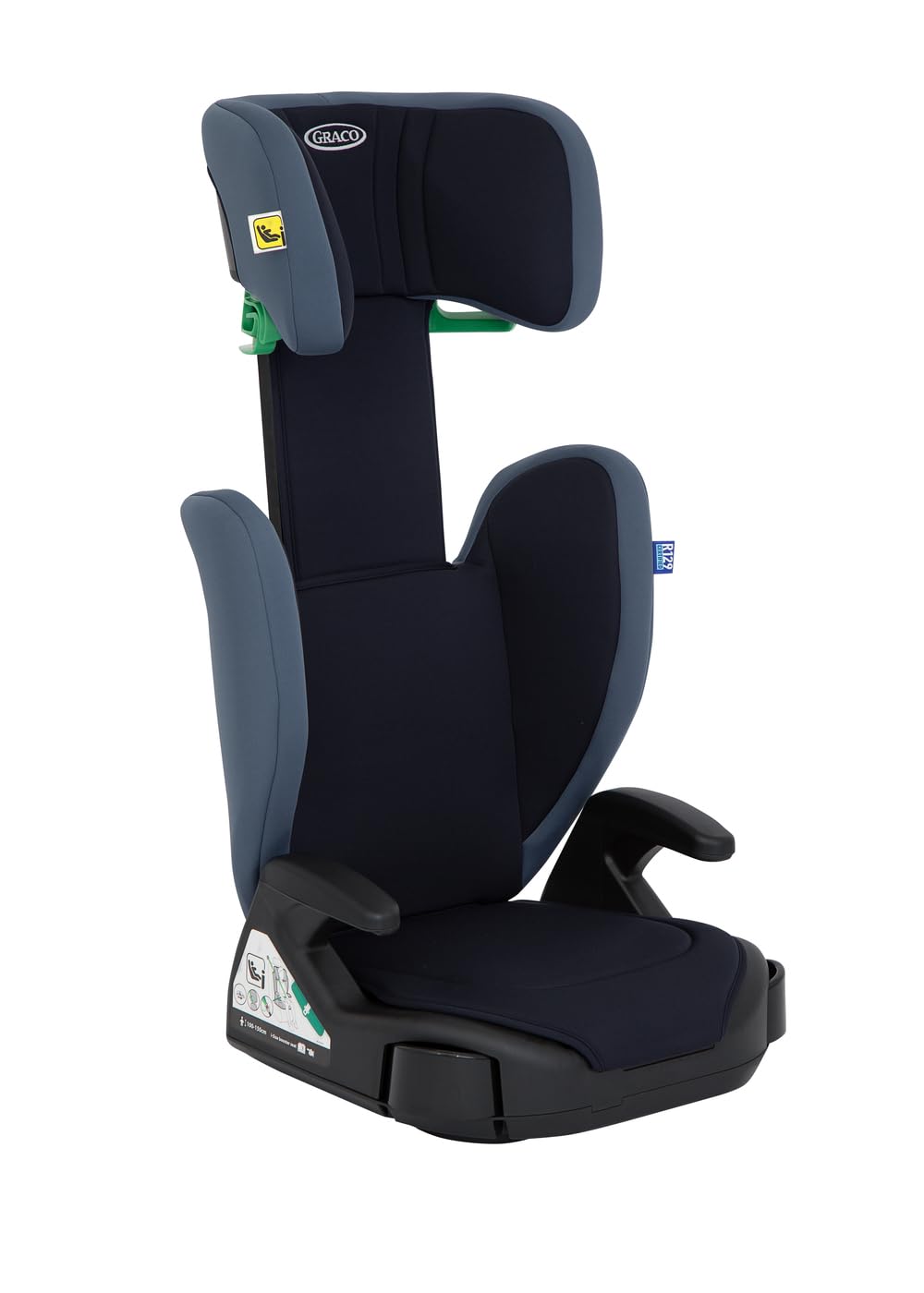 Graco Junior Maxi i-Size R129 Kindersitz 100-150 cm Navy Leichte Kindersitzerhöhung mit Armlehnen 10-fach höhenverstellbare Kopfstütze