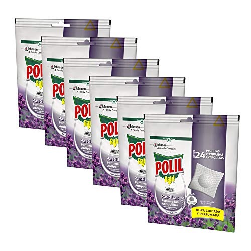 Polil® Pastillas Lavanda Fresca, Perfuma el armario y protege tu ropa, pack de 6 x 24 Unidades Cover