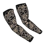 1 Pair UV Sun Protection Arm Sleeves for Men & Women Cooling UPF 50 Arm Cover for Baseball, Cycling, Basketball (Cool Norse Viking Vegvisir Runic Compass)