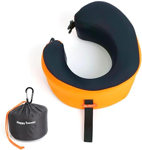 Cushion Lab - Almohada de viaje, galardonado diseño ergonómico patentado para mentón y cuello, almohada de espuma viscoelástica para el cuello,