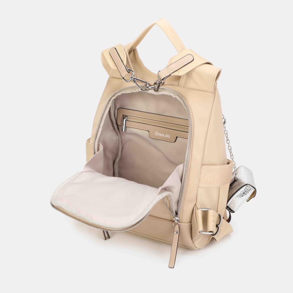 Genérico Binnari Bolso Mochila Mujer Antirrobo Mora de Nylon Reciclado con Bolso Pequeño Extraíble